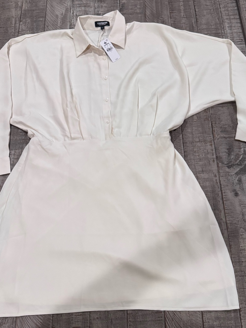 Express Cream Mini Shirt Dress